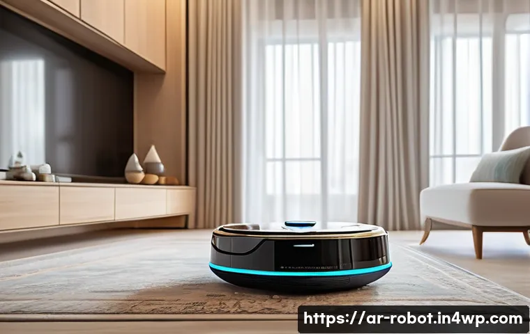 가정용 로봇의 현재와 미래 - A futuristic smart home interior in a modern Arabic household, featuring an advanced domestic robot ...
